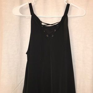 Black lace up tank
